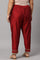 Red Embroidered Light Festive Plus Size Slim Pants