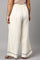 Plus Size Ecru Embroidered Rayon Parallel Pants With Pleats.