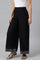 Plus Size Black Rayon Straight Parallel Pants