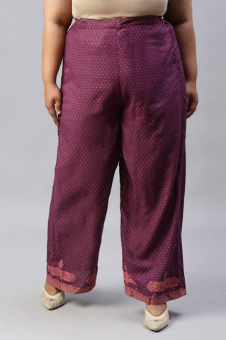 Plus Size Orchid Purple Rayon Printed Parallel Pants