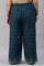 Plus Size Dark Blue Rayon Printed Parallel Pants