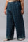 Plus Size Dark Blue Rayon Printed Parallel Pants