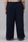 Plus Size Dark Blue Rayon Straight Parallel Pants