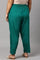 Dark Green Solid Light Festive Plus Size Slim Pants