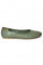 W Embroidered Green Round Toe Flat