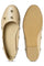 W Embroidered Beige Round Toe Flat