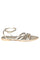 W Embroidered Gold Pointed Toe Flat