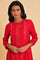 Red Embroidered Festive Kurta And Pants Set