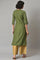 Olive Green Embroidered kurta With Gold Parallel Pants