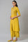 Dark Yellow Embroidered A-Line kurta With Printed Parallel Pants