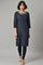 Dark Blue Embroidered kurta With Tights