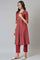 Maroon Mock Layer Festive kurta With Straight Pants