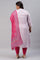 Plus Size Light Purple Embroidered kurta With Pink Tights And Printed Dupatta