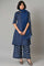 Blue Bandhani Printed kurta With Bandhani Pants And Organza Dupatta