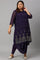 Plus Size Grape Purple Cowled Hemline kurta With Tights