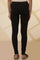 Black Solid Cotton Lycra Ankle Length Leggings