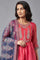 Coral Red A-line kurta, Salwar and Dupatta Set