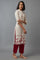 Ecru and Red Floral Print kurta