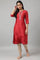 Deep Red Embroidered Festive kurta