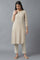 Beige Stripe Print Kurta