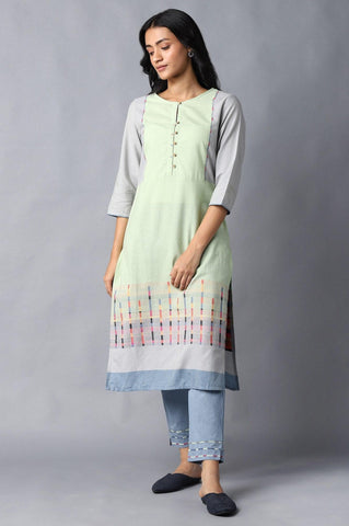 Light Green Yarn-Dyed Straight kurta