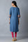 Deep Teal Straight Silhouette kurta With Thread Embroidery