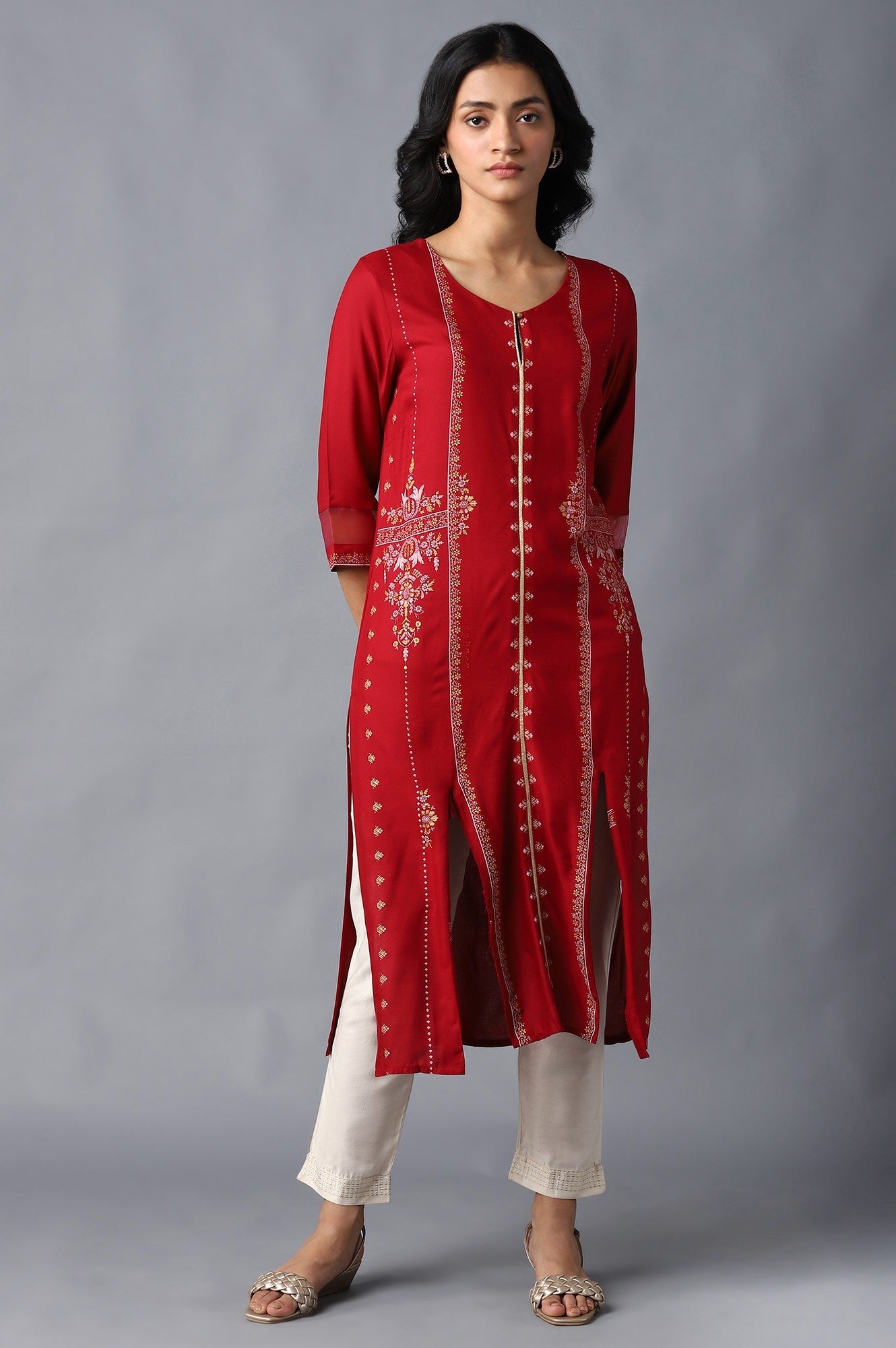 Crimson Red Printed kurta