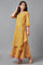 Mustard Yellow Angrakha Jumpsuit in Round Neck