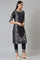 Black Floral Printed kurta With Parallel Pants