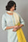 Ecru Rayon Dobby kurta With Yellow Parallel Pants And Ecru Dupatta