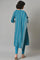 Teal Blue Saree Style kurta With Tights