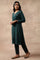 Teal Woollen Embroidered kurta