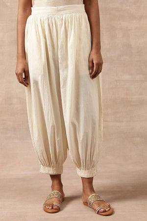 Ecru Pleated Hem Salwar Pants