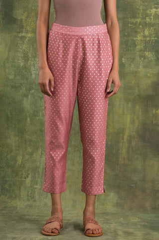 Pink Jacquard Slim Pants