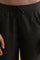 Black Thread Embroidered Silk Tussar Straight Pants