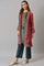 Red Organza Jacket With Green Mettalic Embroidered kurta And Pants