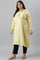 Plus Size Yellow A-Line Winter kurta With Multi-Coloured Embroidery