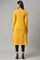 Yellow A-Line Embroidered Winter kurta