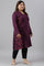 Purple A-Line Embroidered Plus Size Winter kurta