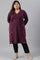 Purple A-Line Embroidered Plus Size Winter kurta