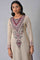 Ecru Placement Printed Jacquard Winter kurta