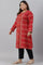 Red Paisley Printed Plus Size Winter kurta