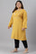 Plus Size Yellow Winter kurta With Embroidered Yoke