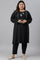 Plus Size Black A-Line Embroidered Winter kurta