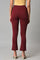 Dark Red Solid Knitted Flared Pants