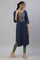 Blue Thread Embroidered Seer Sucker Kurta