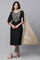 Black Embroidered Zari Work Straight Woven Kurta