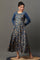 Blue Floral Printed Anarkali Festive Kurta