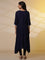 Blue Embroidered Asymmetrical Kurta and Denim Lycra Jeggings