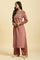 Salmon Pink Micro Velvet Embroidered Kurta, Pants And Dupatta Set